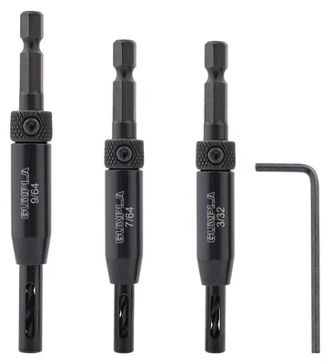 Zdjęcie produktu dla Zestaw wierteł do obróbki drewna HSS, 3-częściowy, samocentrujący, średnice: 2,4 mm, 2,8 mm, 3,6 mm