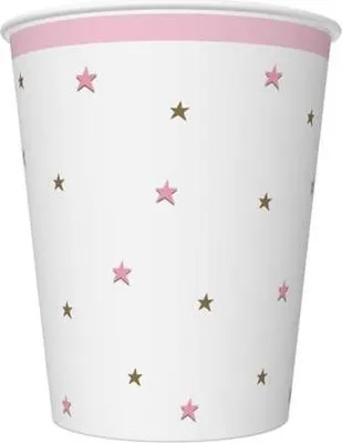Produktbild von STARS Pappbecher Pink 250ml 8St.