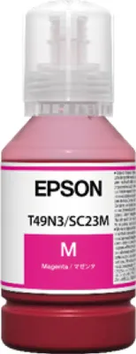 A bottle of magenta ink for an Epson printer.