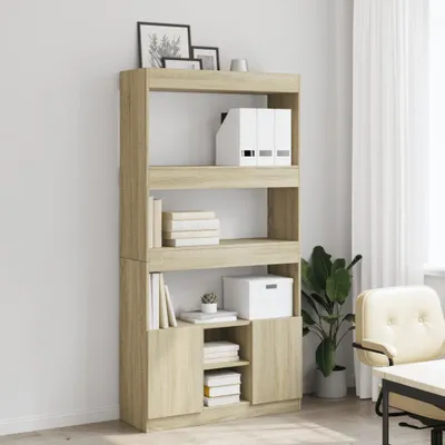 Produktbild von (Design 2026） Highboard Sonoma-Eiche 92x33x180cm Holzwerkstoff - HOMMIE 409204 - Bücherregale