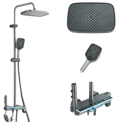 Obrázek produktu pro Sprchová baterie, dvojité ovládání, nástěnná montáž, šedá C