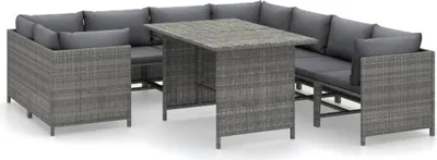 Obrázok produktu pre vidaXL 9-dielna záhradná obývacia súprava s vankúšmi Poly Rattan Grey