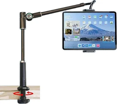 Produktbild von Universal Handyhalterung drehbar & klappbar, Multifunktional für Live-Streaming, Overhead-Aufnahmen, Büro- & Bettgebrauch, Schwarz