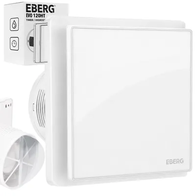 Zdjęcie produktu dla EBERG EVO 120 HT Wentylator Łazienkowy 120 mm Higrostat Timer Biały