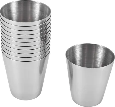 Produktbild von 12er Set Edelstahlbecher 30 ml Schnaps Camping Teetasse Whisky Likör