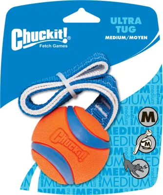 Produktbild von Chuckit! Chuckit Ultra Tug - Hundespielzeug - Hundeball - Aus strapazierfähigem Gummi - Schwimmendes Hundespielzeug - Für jedes Terrain - Größe M - Durchmesser 6 cm - Orange - 1 Stück