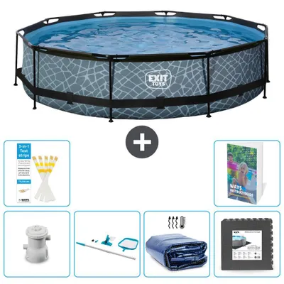 Zdjęcie produktu dla Basen ogrodowy "Exit Pool Rund" - imitacja kamienia - 360x76 cm - 5-elementowy - model S217