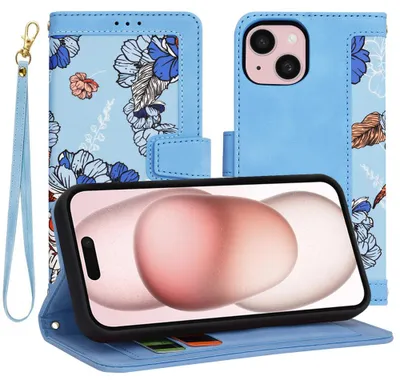 Produktbild von Techsuit FlipCraft Book Wallet Klapphülle mit Kabel für Apple iPhone 15 - Vibrant Blue