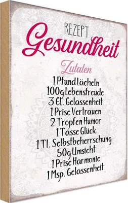 Produktbild von vianmo Holzschild 18x12 cm Rezept Gesundheit Zutaten England