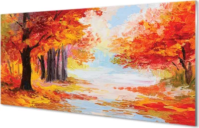 Produktbild von Glasbilder 140x70 Wandkunst Herbst-Blätter des Baumes