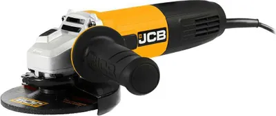 A yellow and black angle grinder is shown against a white background.