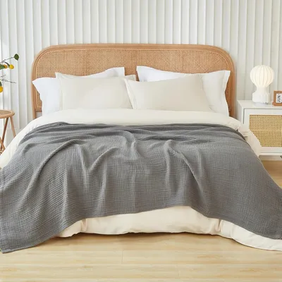 Produktbild von Musselin Decke 230x230 cm Baumwolle  Grau