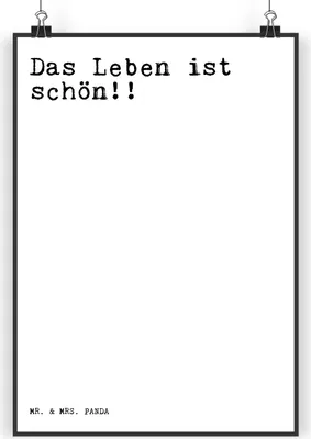 Produktbild von Mr. & Mrs. Panda Bild Das Leben ist schön!!... DIN A4 - Weiß - Geschenk, Spruch, Sprüche, Weisheit, wanddeko, Kunstdruck, Motivation, poster, Wandbild, drucke