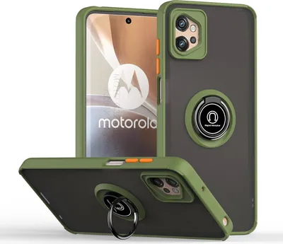 Produktbild von Moto G32 Hülle, Ring Halter Ständer Matte Transluzent TPU Rahmen Stoßfest Schutzhülle für Motorola Moto G32 Grün