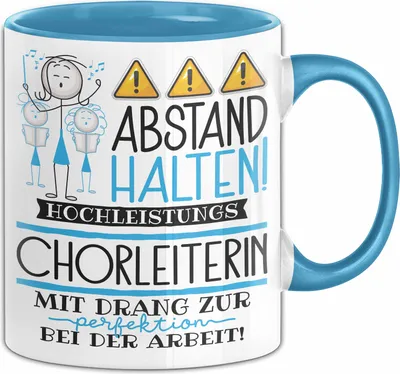Produktbild von Chorleiterin Tasse Geschenk Lustig Abstand Halten Hochleistungs-Chorleiterin Mit Drang Zur Perfektion Bei Der Arbeit (Blau)