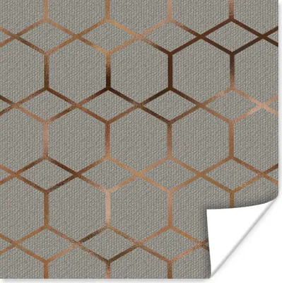 Produktbild von MuchoWow® Poster Muster - Luxus - Bronze - Grau 100x100 cm - Babyzimmer