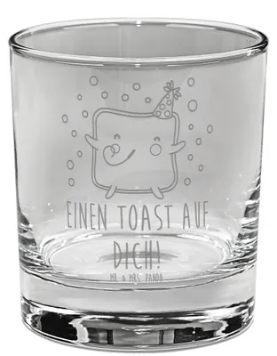 Produktbild von Mr. & Mrs. Panda Old Fashioned Glas Toast Party - Transparent - Geschenk, Gravur Whiskyglas, Jahrestag, für Frauen, Scotch, Hochzeitstag, Freundin, Tumbler, Rocks, Männer
