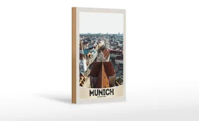 Produktbild von Holzschild Reise 12x18 cm München Altstadt Deutschland Kirche
