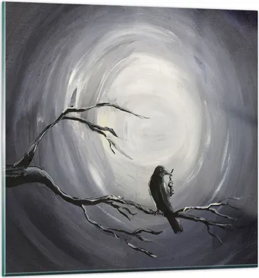 Produktbild von Bilder auf glas - Vogel Baum modern - 60x60cm - Glasbilder - Wandbilder - Kunstdruck - zum Aufhängen bereit - Wanddekoration aus Glas - Glas Bilder - Wandbild auf Glas - Einteilig - GAC60x60-3432