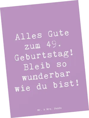 Produktbild von Mr. & Mrs. Panda Postkarte Spruch 49. Geburtstag Freude - Lavendeltraum - Geschenk, Alles Gute zum, Geburtstagsfreude, Geburtstagsgeschenk, Grußkarte, Ansichtskarten