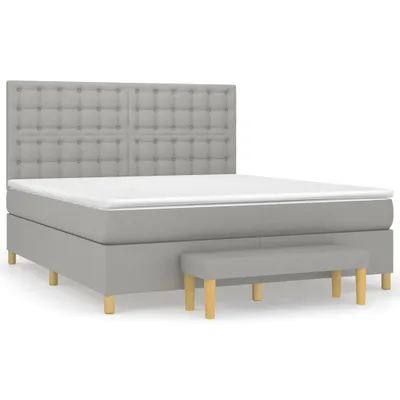 Produktbild von Boxspringbett mit Matratze Hellgrau 180x200 cm Stoff
