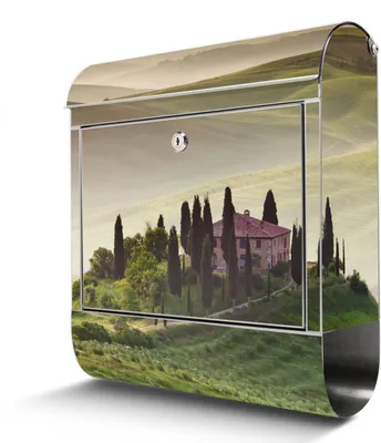 Produktbild von Edelstahl Briefkasten mit Zeitungsfach Toscana großer Design Postkasten rostfrei, A4 Einwurf [BKGE2 10433]
