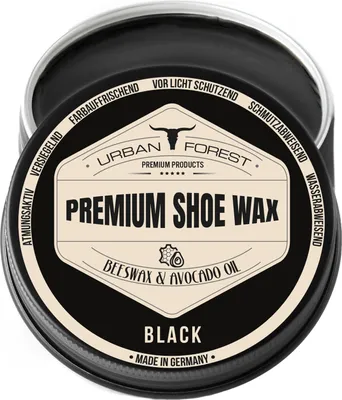 Produktbild von Schuhcreme Schuhwachs Schwarz mit Bienenwachs & Avocado-Öl | Lederpflege für Schuhe als Imprägnierwachs | Premium Shoe Wax | URBAN Forest 150ml