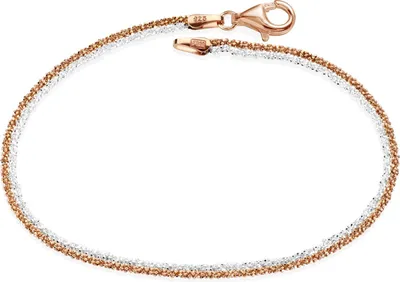 Produktbild von MATERIA Rosegold Armband Damen Criss Cross - Frauen Armkettchen Silber 925 vergoldet bicolor 18,5cm in Etui SA-103