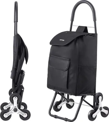 Zdjęcie produktu dla Składany wózek sklepowy VEVOR, 450x350x965mm, wózek ręczny do wchodzenia po schodach z 6 kółkami, torba do przechowywania wykonana z tkaniny Oxford