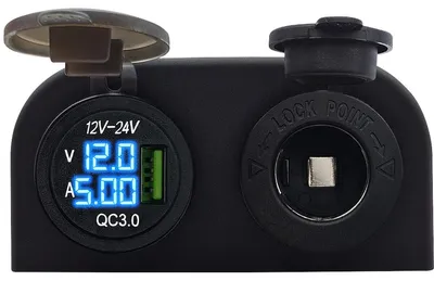 Produktbild von ProRide 12V USB-Aufbauladegerät QC3.0 mit Voltmeter & 12/24V Buchse