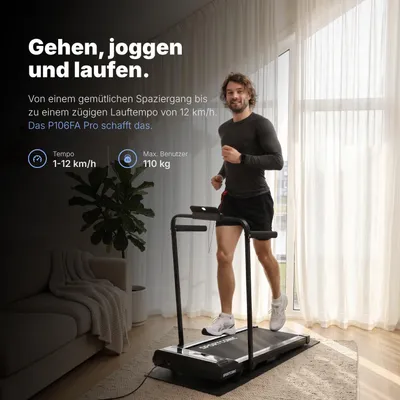 Produktbild von Sportconic Elektrisches Laufband 12 km/h, Klappbares Walking Pad Zuhause & Büro, 9 % Steigung, LED-Display, Tablet-Halter