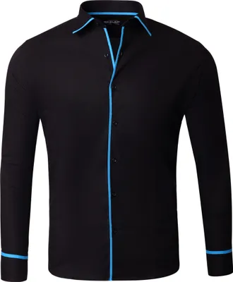 Produktbild von Reslad Herren Hemd Madison Langarm RS-7118 Schwarz-Türkis M