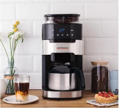 Obrázek produktu pro Gastroback Grind & Brew Pro Thermo, Kávovar na překapávanou kávu, 1 l, Kávová zrna, Mletá káva, Vestavěný mlýnek, 850 W, Černá, Nerezová ocel