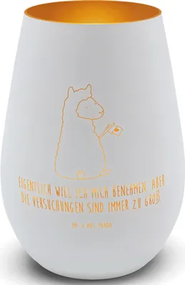 Produktbild von Mr. & Mrs. Panda Laterne Alpaka Fahne - Weiß - Geschenk, Liebe, Lama, Glaslaterne, Lamas, Kerzenhalter, Windlicht Glas, Alpakas, Garten, Teelichthalter