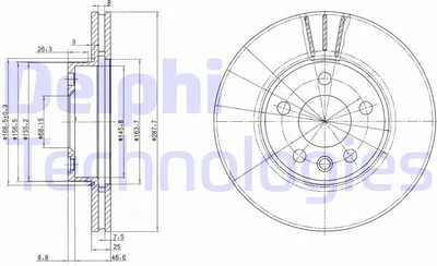 Produktbild von 2x DELPHI Bremsscheibe BG3025 für VW SHARAN (7M8 7M9 7M6) 55 2mm 288mm