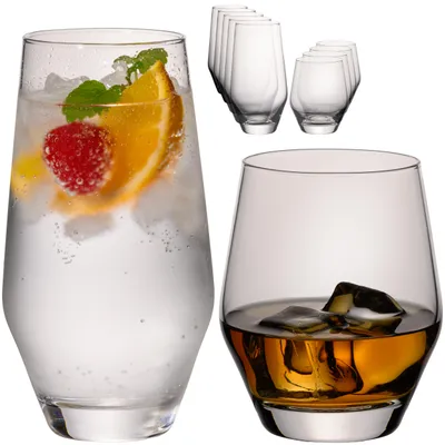 Produktbild von IMPERIAL Trinkgläser Set 400ml & 520ml - 12er Set aus Crystalline Glas Serie "Rom" – konisch geformte Wassergläser spülmaschinenfest