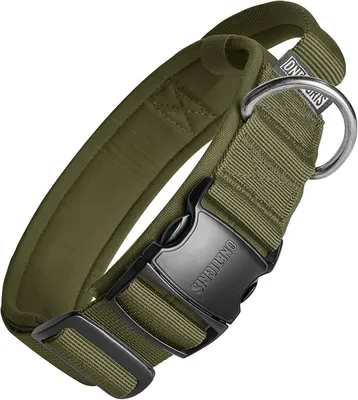 Productafbeelding van Hondenhalsband - nylon met zachte bekleding - metalen gesp - ranger groen