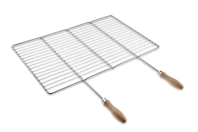 Image de DEOS Grille de cuisson en acier inoxydable 68 × 38 cm avec poignées en bois