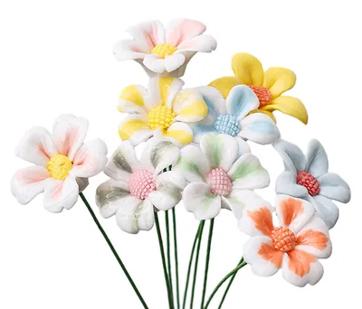 Produktbild von Handgefertigte, realistische, bunte Keramik-Simulationsblume mit Stiel, künstliche Blume zur DIY-Vasendekoration