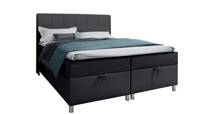 Produktbild von BETTSO Boxspringbett Kontinentales Doppelbett mit Bettkasten für Schlafzimmer MALABO Schwarz 160x200cm