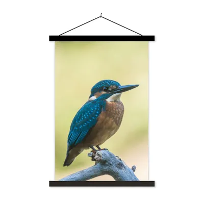 Produktbild von MuchoWow® Textilposter Eisvogel - Zweig - Vogel 40x60 cm mit schwarzem Rahmen - Wanddekorationen