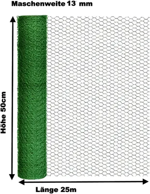Produktbild von Hasendraht grün 50cm x 25m Sechseckdraht Draht Vogelschutz Kaninchendraht 13mm