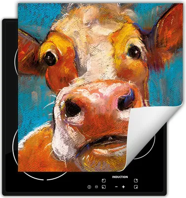 Produktbild von DarHaus Herdabdeckplatte 50x52 cm Anti Rutsch Matte Aufrollbar, bunt - kuh