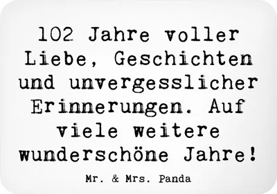 Produktbild von Mr. & Mrs. Panda Magnet Spruch 102. Geburtstag - Weiß - Geschenk, unvergessliche Erinnerungen, Kühlschrankmagnet, Notizhalter, whiteboardmagnet, zettelhalter, Alter