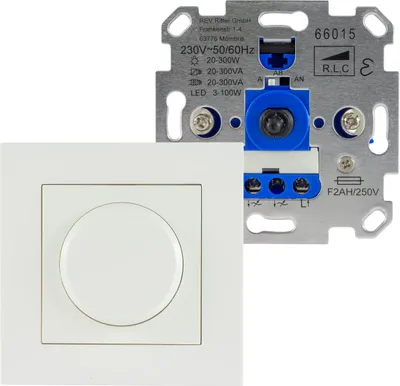 Zdjęcie produktu dla REV Dimmer Uni kompletna obudowa podtynkowa biały
