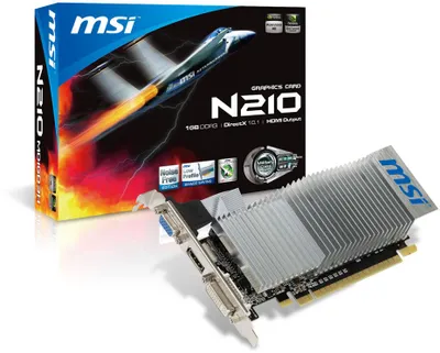 Produktbild von MSI N210-MD1GD3H/LP, GeForce 210, 1 GB, GDDR3, 64 Bit, 2560 x 1600 Pixel, PCI Express 2.0