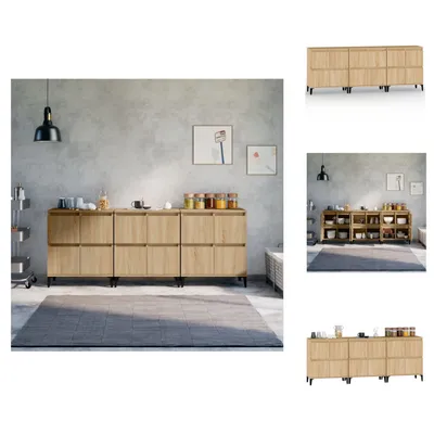 Zdjęcie produktu dla vidaXL Kredensy 3 szt. dąb sonoma 60x35x70 cm materiał drewnopochodny - Kredensy