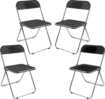 Produktbild von 4x Esszimmerstuhl Acryl Transparenter Stuhl Kunststoff Esszimmerstuhl Home Rücken Stuhl Make-up Stuhl Schwarz
