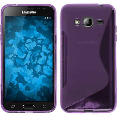Produktbild von PhoneNatic Case kompatibel mit Samsung Galaxy J3 - lila Silikon Hülle S-Style + 2 Schutzfolien