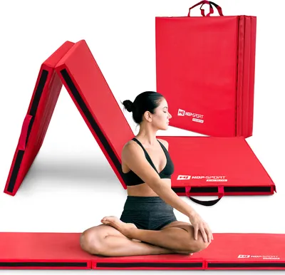 Produktbild von Hop-Sport Turnmatte klappbar Weichbodenmatte Klappbar für zuhause Fitnessmatte Gymnastikmatte - Hart 5cm HS-065FM Rot